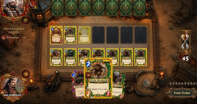 Tughra: Seals of Empire gameplay - a card battler where cards earn their rank